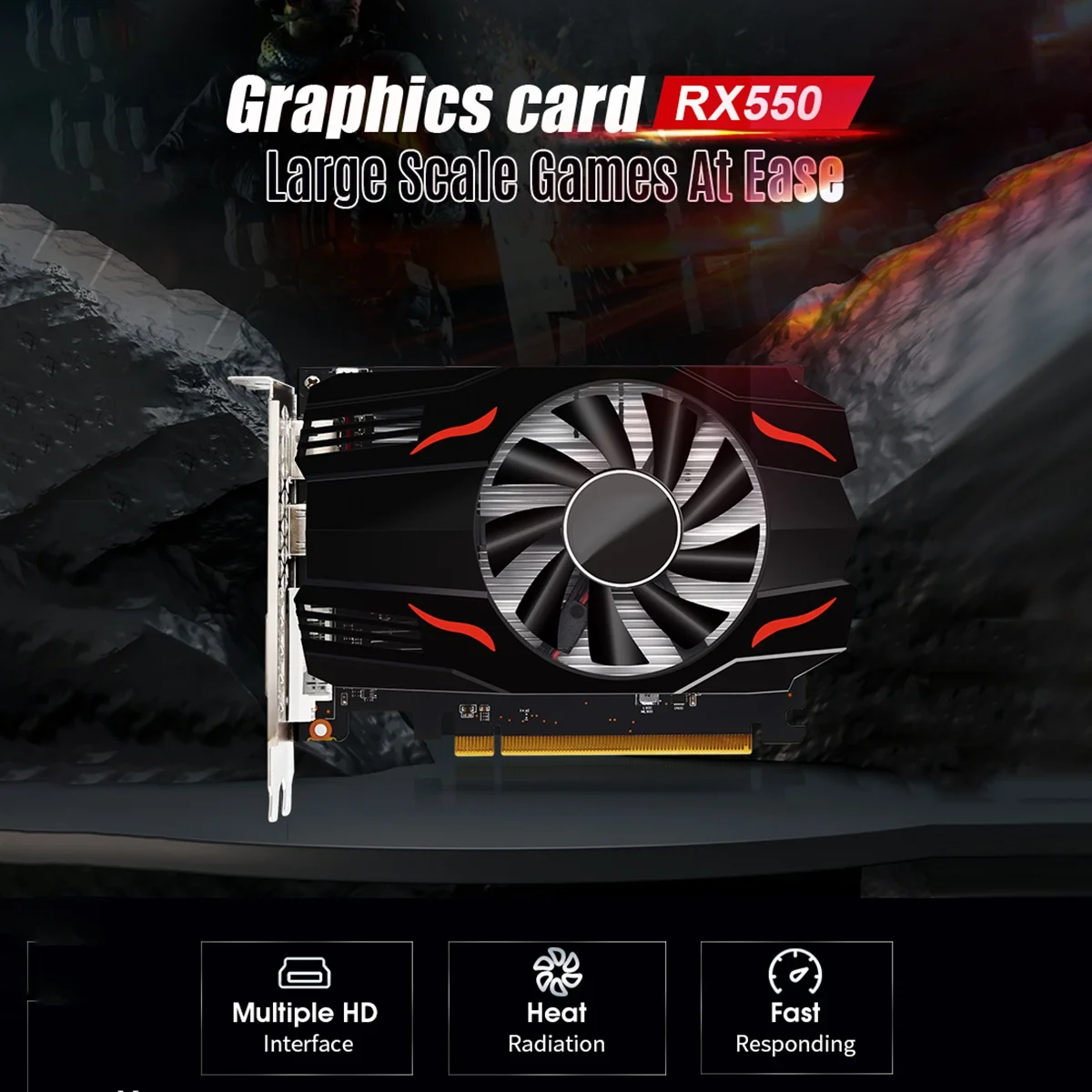 RX550 GDDR5 4GB Graphics Card 14Nm 128 Bit 1365MHz 1500MHz PCI-E 8X 3.0 DP DVl HDMI-Compatible Video Card
