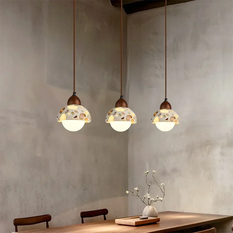 JF-Transparent Yellow Cave Stone Quirky Retro Japanese Style Bedhead Hotel  Restaurant Entrance Corridor Creative Pendant Light