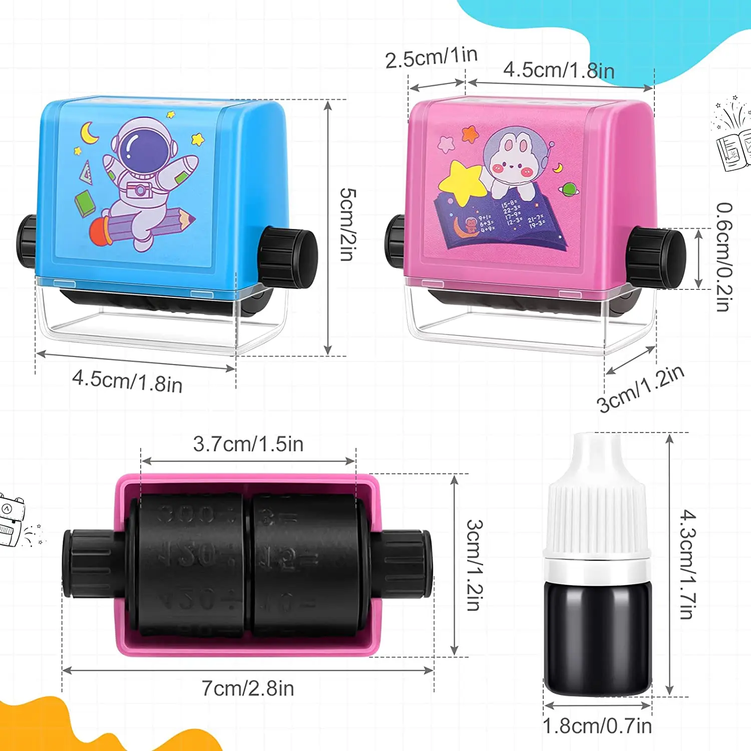 Roller Digital Teaching Stamp Reusable Calculation Roller Stamp Educational Stamp for Preschool Kindergarten Home School