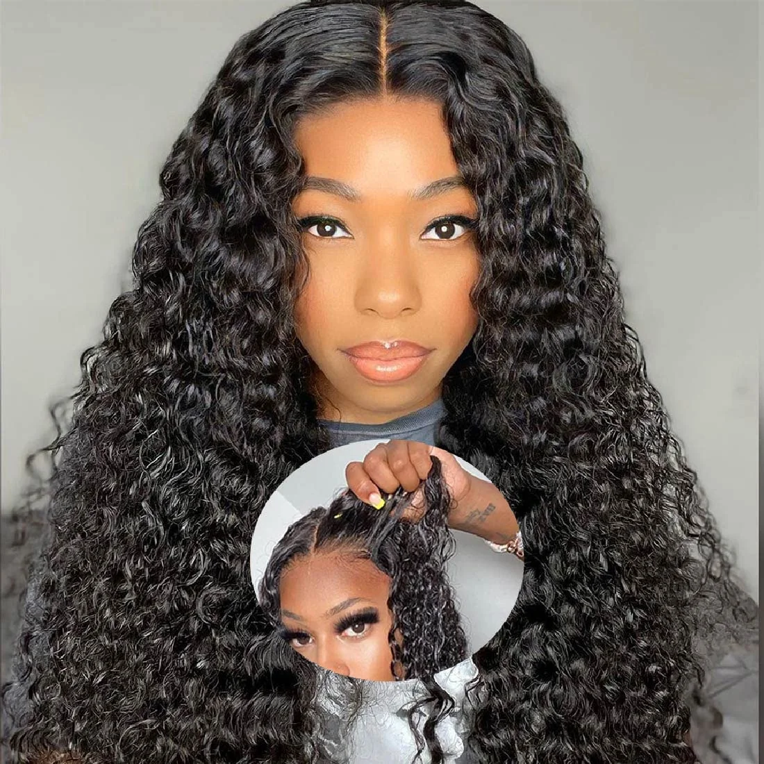 

Wear And Go Glueless Wigs Deep Wave Lace Closure Wigs 4X4 HD Deep Curly Wet and Wavy Ready to Wear Lace Closure Wigs