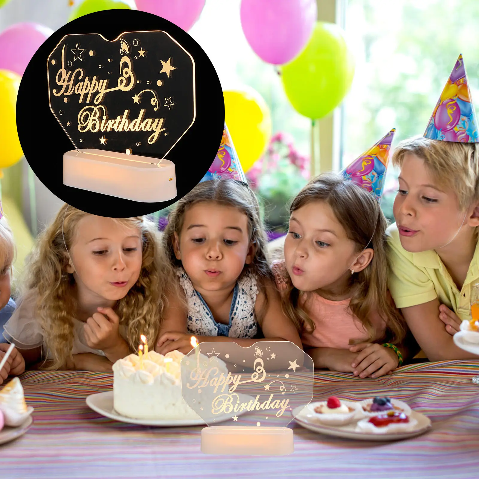 

Happy Birthday LED Light Up Sign Decorative Alphabet Lamp for Party Home Decoration Living Room Bedroom Study Birthday Gift