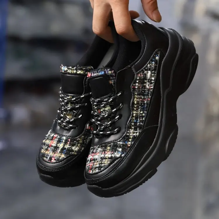 Zapatos Deportivos versátiles de suela gruesa para mujer, zapatos de moda de estilo fragante pequeño, zapatos de papá de ocio