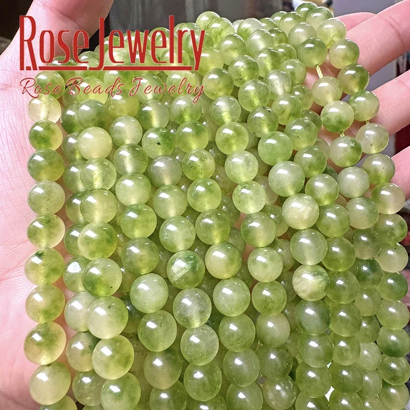 Natural Green Chalcedony Jades Beads For Jewelry Making Round Loose Spacer Beads DIY Charms Bracelets Accessories 6 8 10 12 14mm