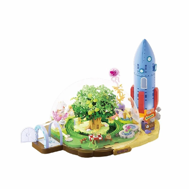 Sandy Cheeks Treedome Raketenpark Modulare Gebäude Klemmbausteine Set SpongeBob Schwammkopf Unterwasser Szene Bausteine Modellbausatz DIY Montage mit 3 Figuren Spielzeug für Erwachsene Ideales