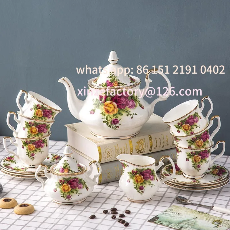 Customizable Bone Porcelain Coffee Set with Gold Afternoon Tea Set, English Coffee Cup