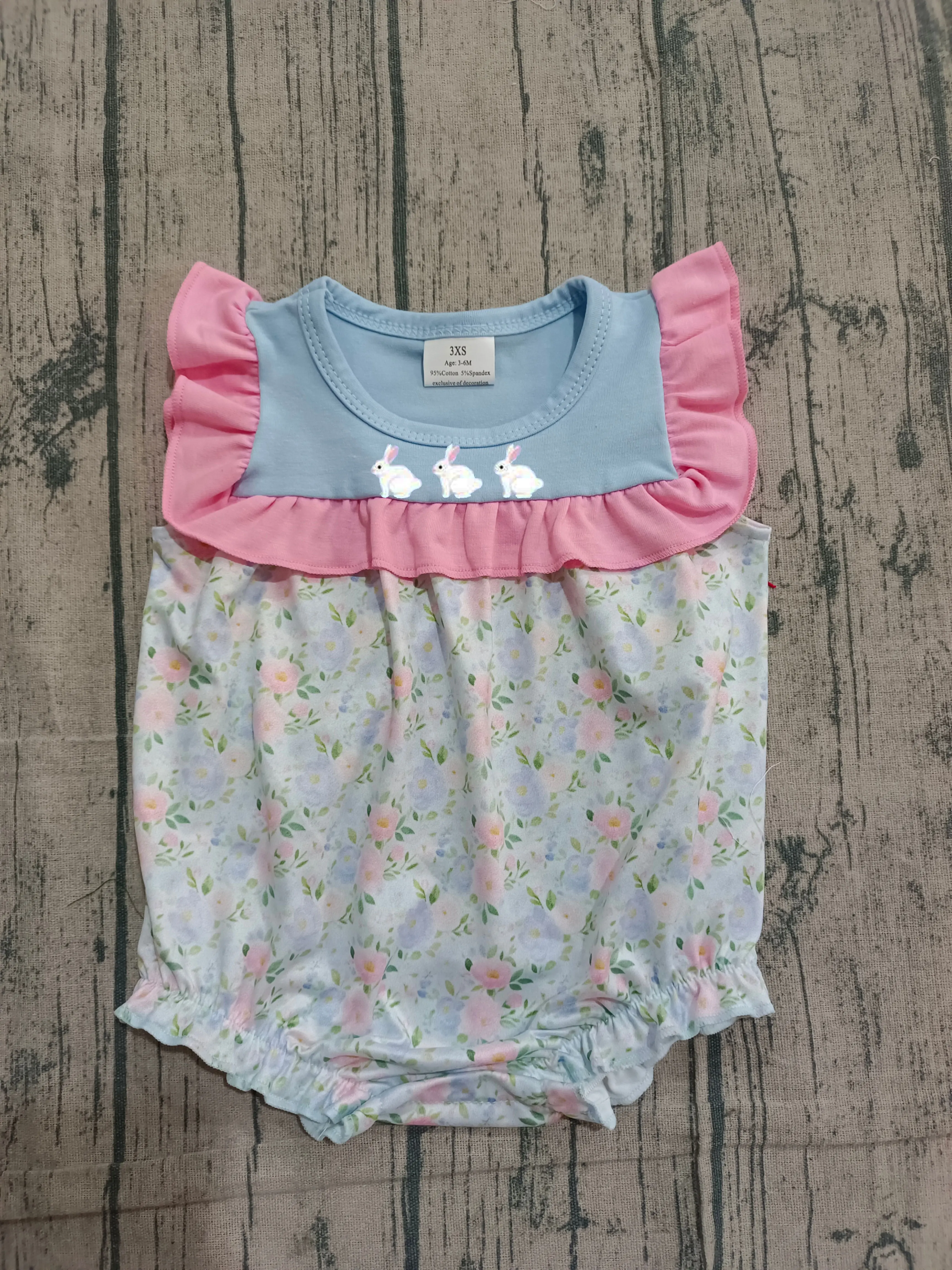 z1227-02 SR3271 Pre-sale Wholesale baby rompers kids clothes girl embroidery bunny vest romper boutique children clothing