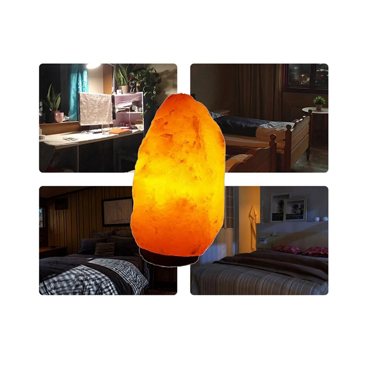 Himalayas Crystal Salt Lamp USB LED Atmosphere Light Air Purifier Night Light Bedroom Living Room Decorative Light UK