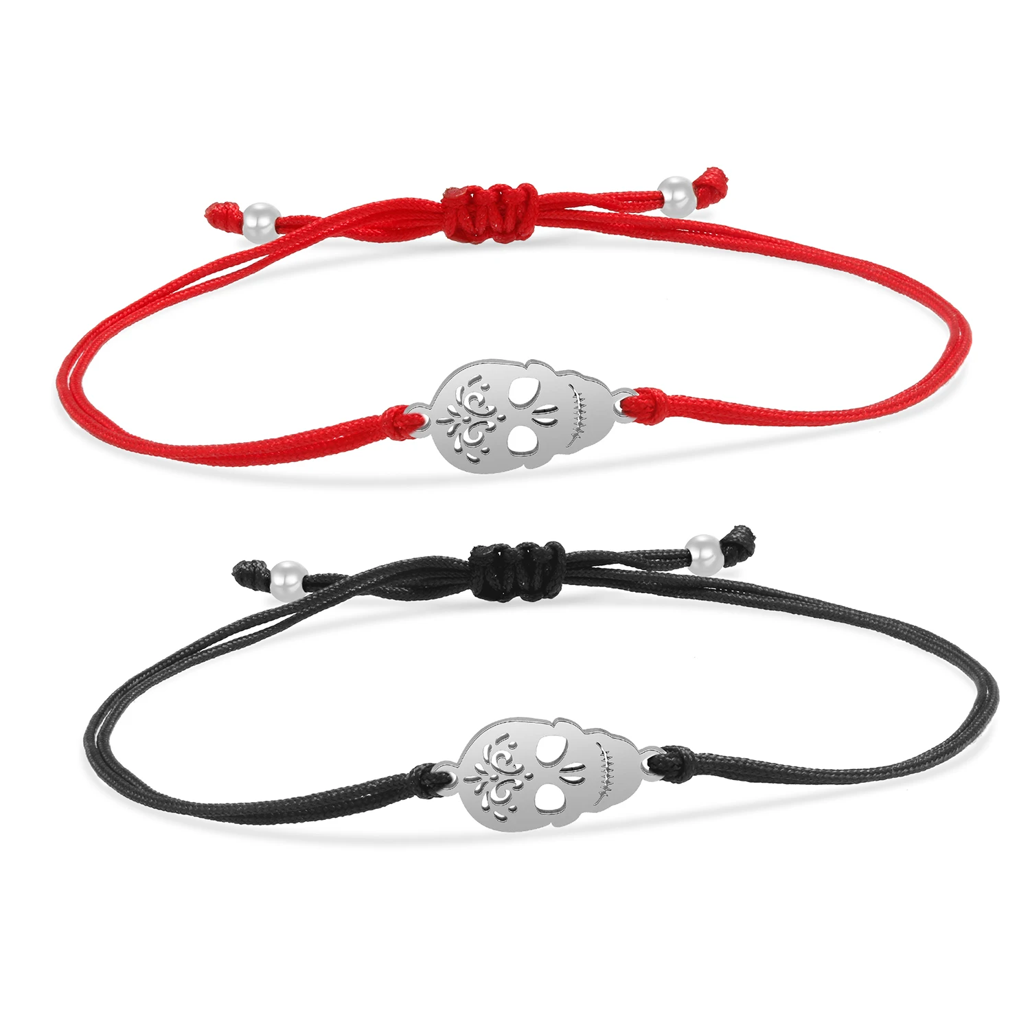 Hammer Stainless Steel Skull Charm Bracelet Women 2022 New Fashion Punk Handcrafted Red String Summer Simple Surf Jewelry Gift