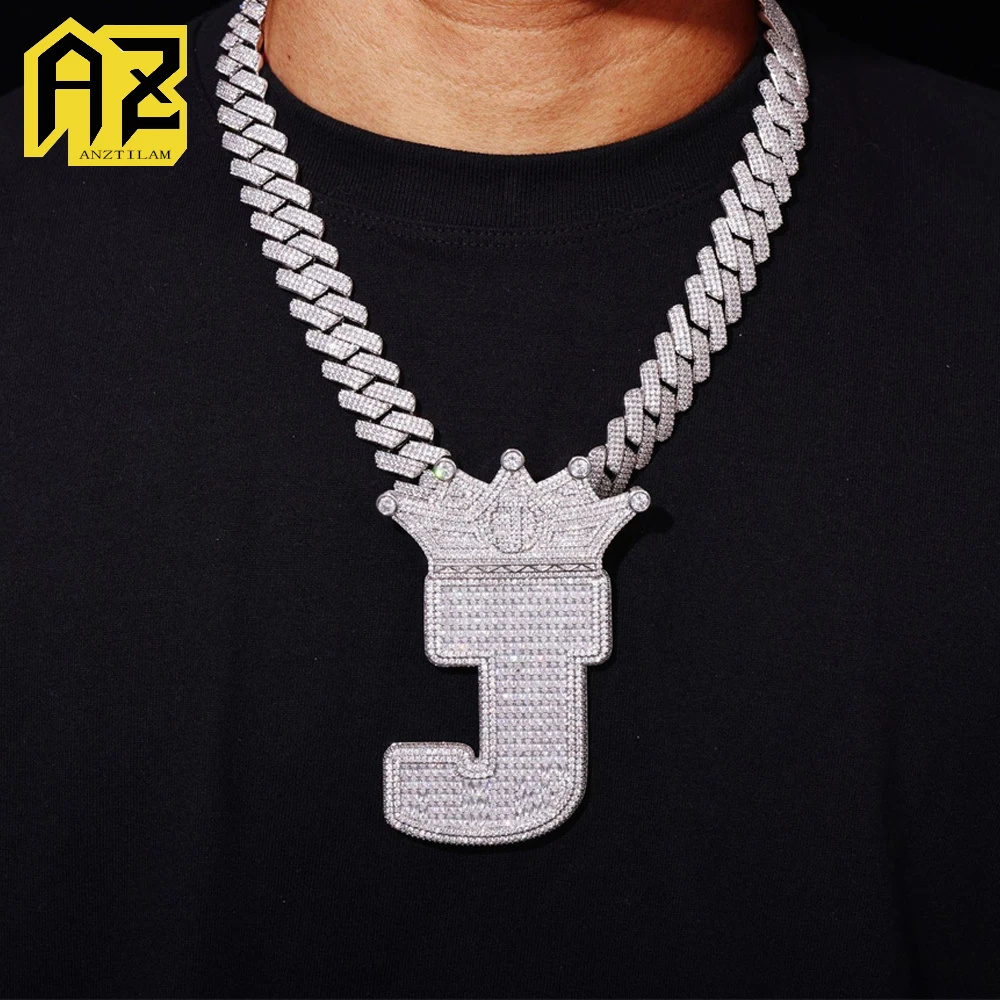 Anztilam BIG Letter Pendant Iced Out Pendant Necklaces For Men Long Link Chain Women Brass Zircon Hip Hop Jewelry Free Shipping