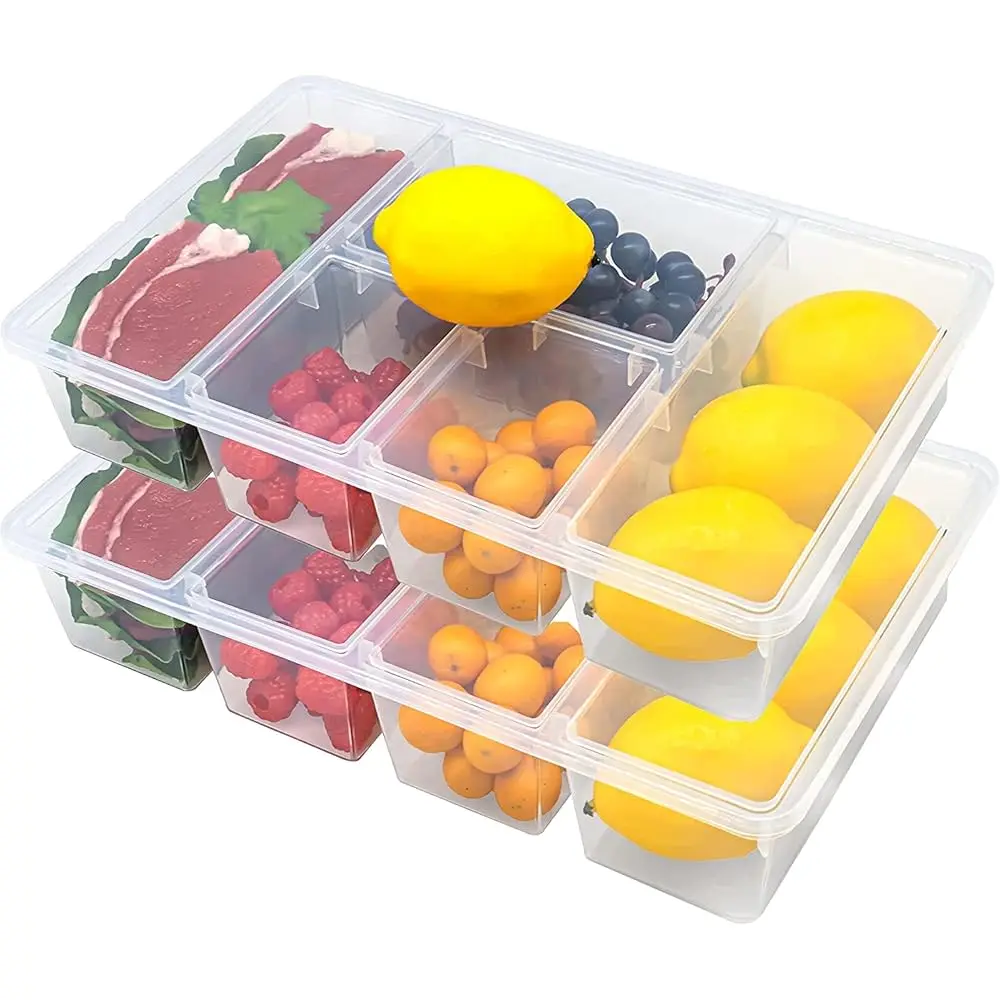 

Набор из 2 контейнеров для овощей с крышкой, 5 отделений, контейнер для еды с разделителями, большой сервировочный поднос, дорожные контейнеры для закусок, штабелируемые