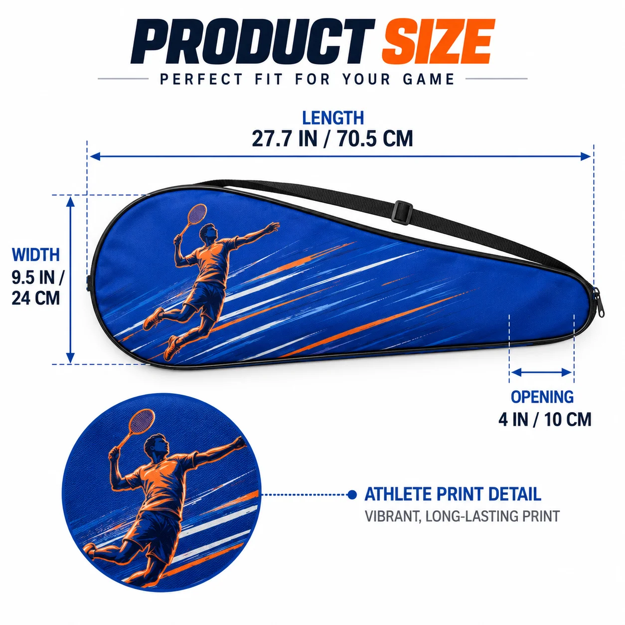 Custom Personalized Durable Badminton Racket Cover, Protective Shoulder Case with Photo Logo Print for Training Travel Sports