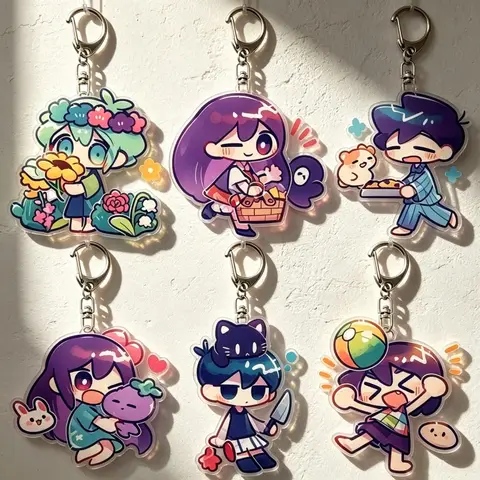 Anime Game Omori Pixel Figures Basil Kel Sunny Acrylic Keychain Pendant Accessories Fashion Gift 6cm The Store Is Selling Well