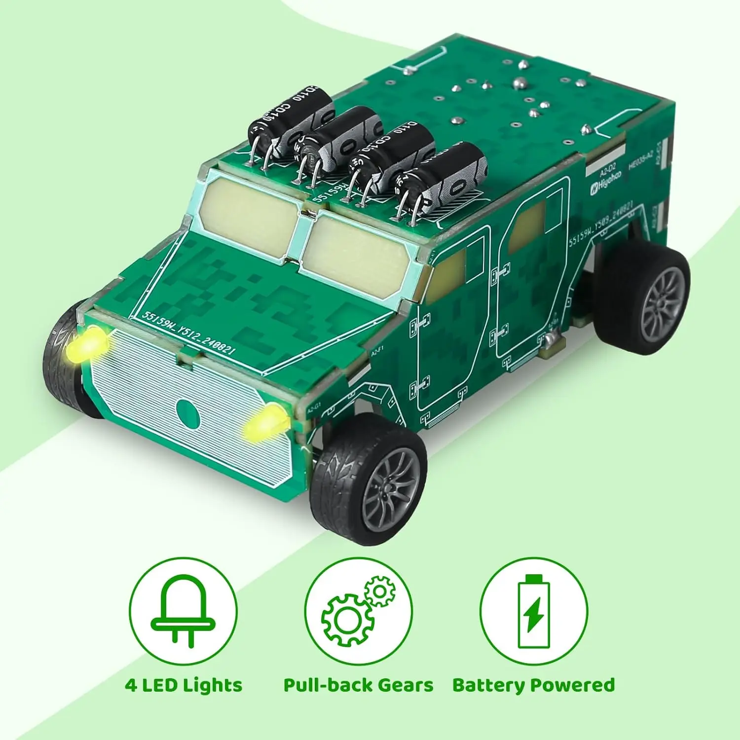 Soldering Practice Kit DIY Car Vehicle Model Soldering Projects with Pull-Back Gears LED Light for Hand-on Learning STEM Educate