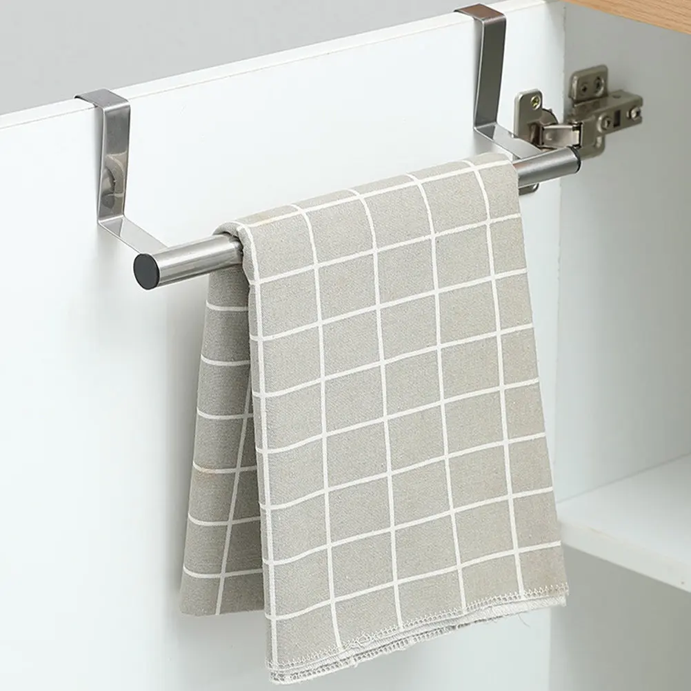 

2Pcs Stainless Steel Expandable Towel Bar Adjustable No-Drill Cabinet Door Mount Bathroom Kitchen Balcony Towel Holder Rack