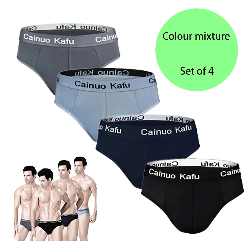 

4 PCS Men's underwear Teen Men's comfortable Solid color underwear Boxer Fashion Triangle Breathable underwear