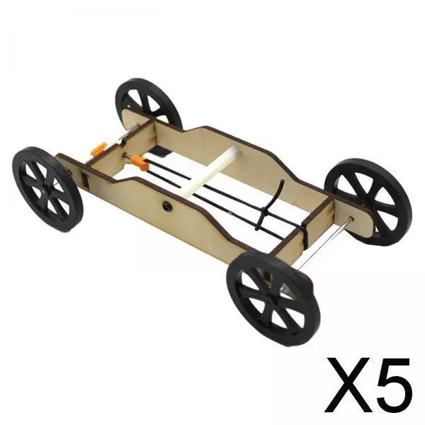 5X Wood DIY Car Model Kits Physics Science Cognitive Toys 17cmx7.5cmx4.4cm