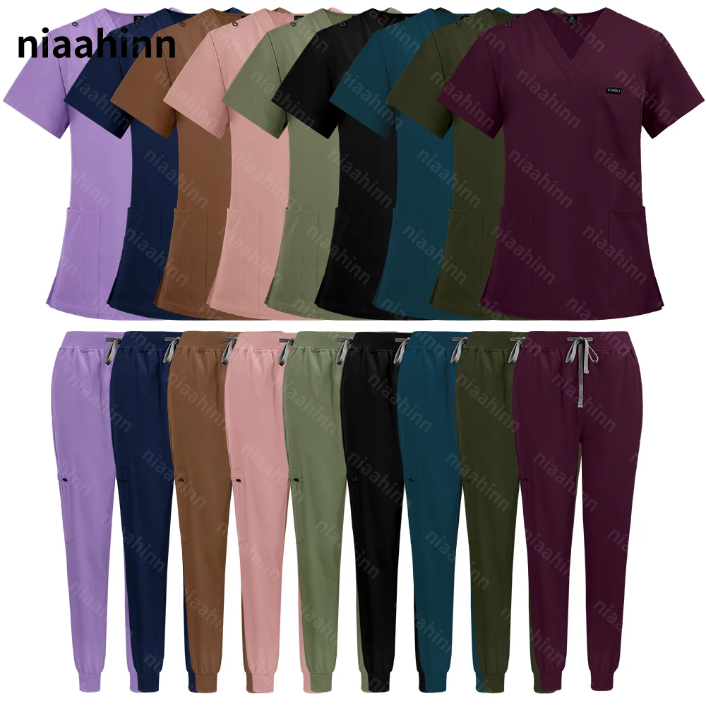 Multilcolors Lightweight Medical Nurse Uniform Women Scrubs Set Hospital Scrub Suit Accessories Dental Surgery Suit Lab Workwear