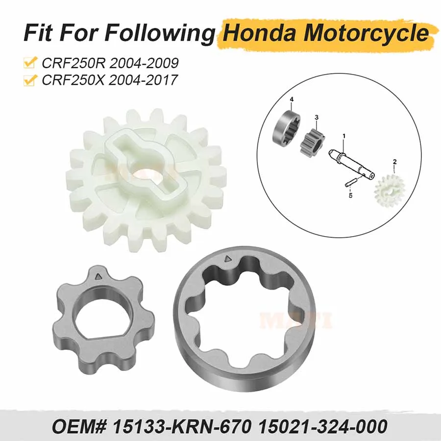Oil Pump Driven Gear & Oil Pump Rotor Set For Honda CRF250R 2004-2009 CRF250X 2004-2017 15021-324-000 15133-KRN-670