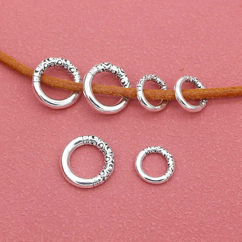 10pcs/Lot Vintage Pretty Pattern Round Connector Charms 13mm 18mm Circle Close Jump Rings Buckle Hooks DIY Jewelry Findings