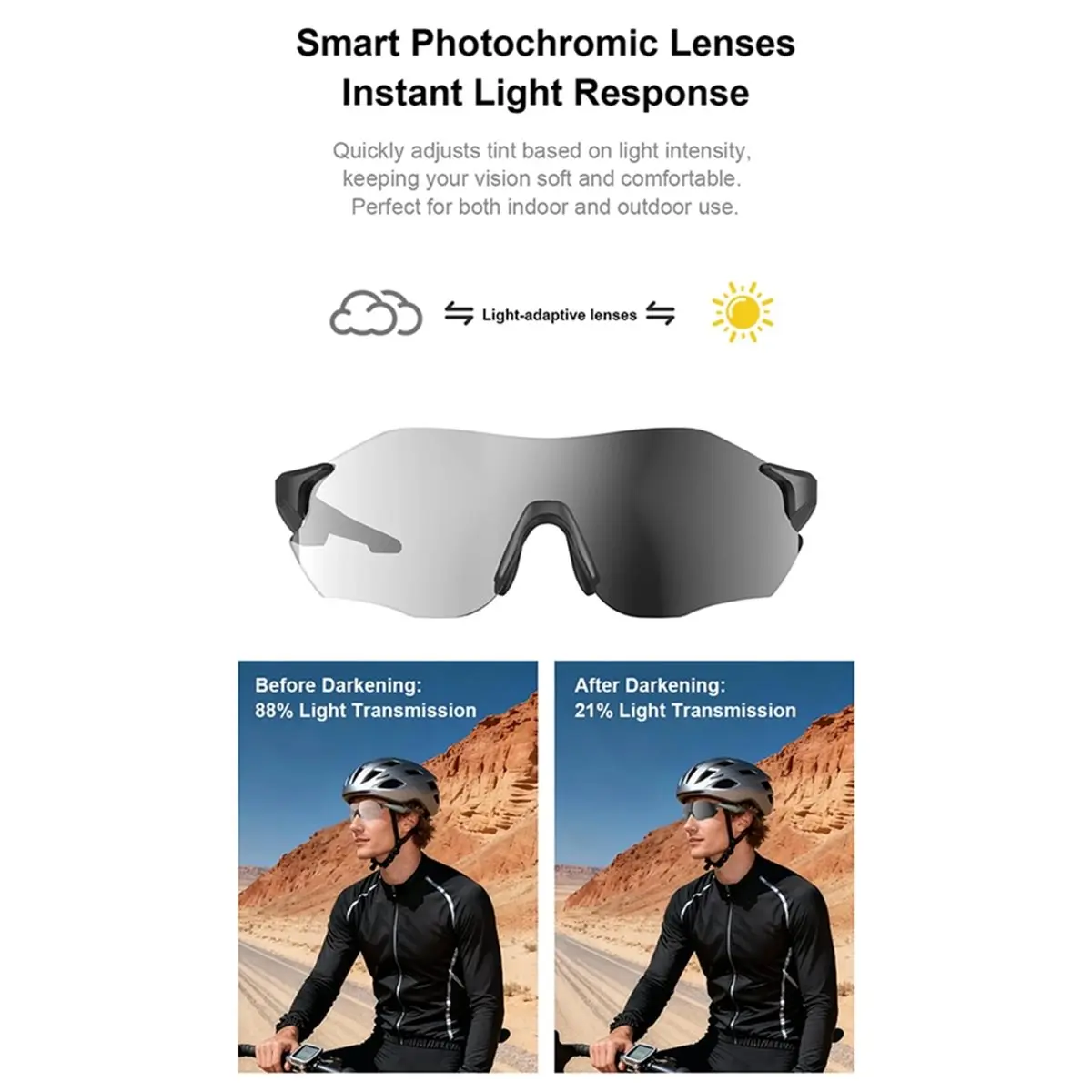 useful Smart Glasses Auto-Tinting AI Glasses with Real-Time Simultaneous Translation Earbuds 2-in-1 Bluetooth Sunglasses