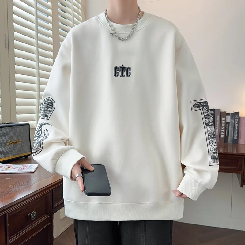 

Fashion 2024 Spring Autumn Casual Men's Cotton Hoodies Harajuku Sweatshirts Youth Outdoor Loose Pullover Streetwear Top Clothing