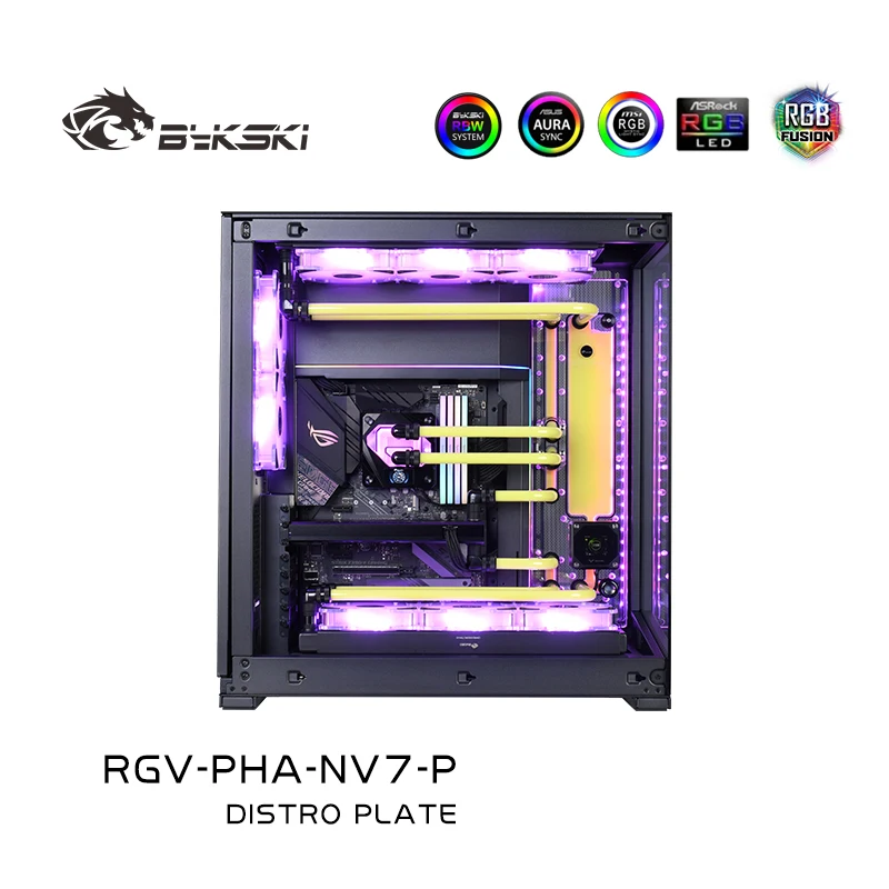 Bykski placas de via navegável personalizadas para phanteks nv7, capa para cpu intel, bloco de água e gpu único, caixa de construção, placa de discro