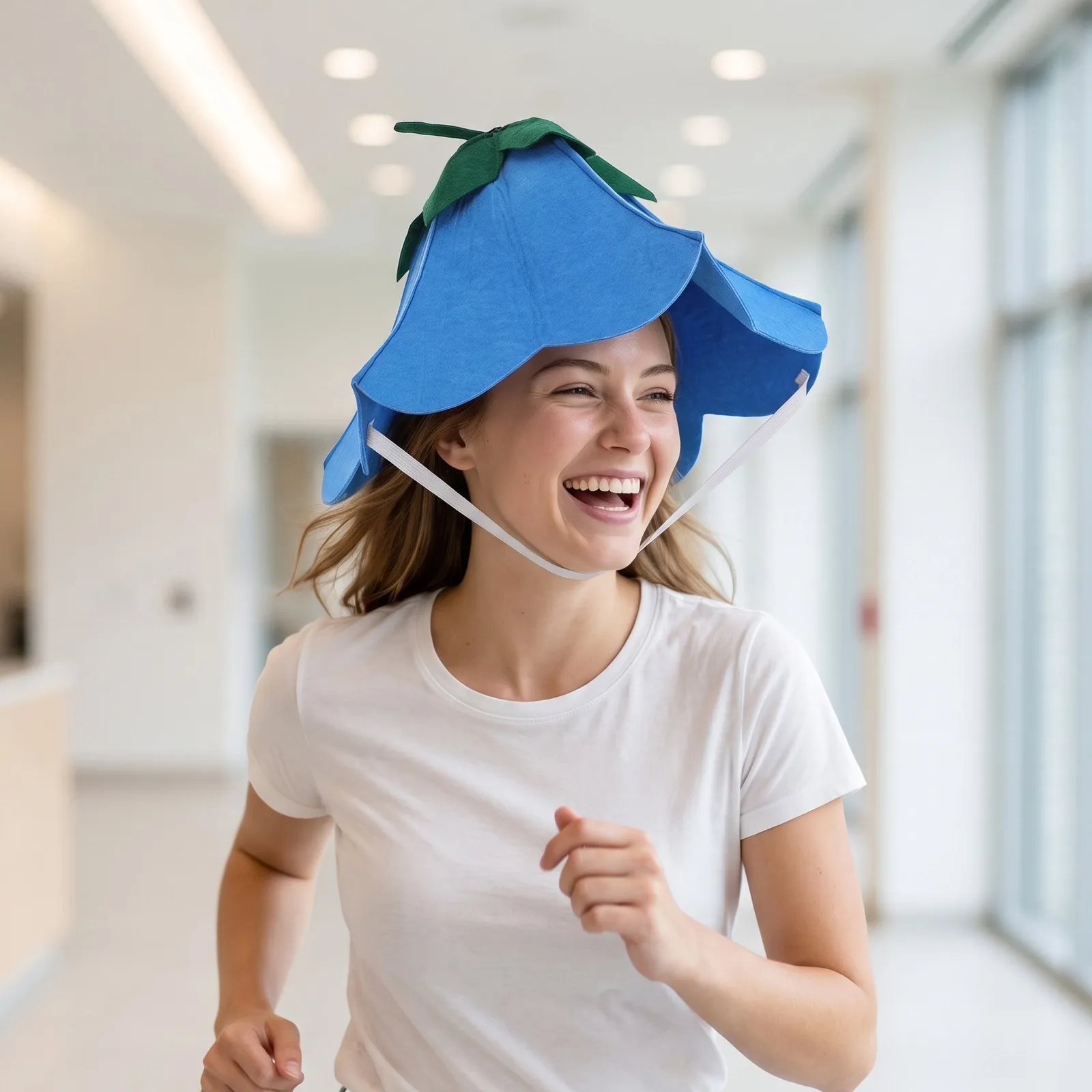 Sky-Blue Felt Flower Hat Novelty Fairy Costume Halloween Cosplay Party Outdoor Sun Protection Hat Felt Flower Costume