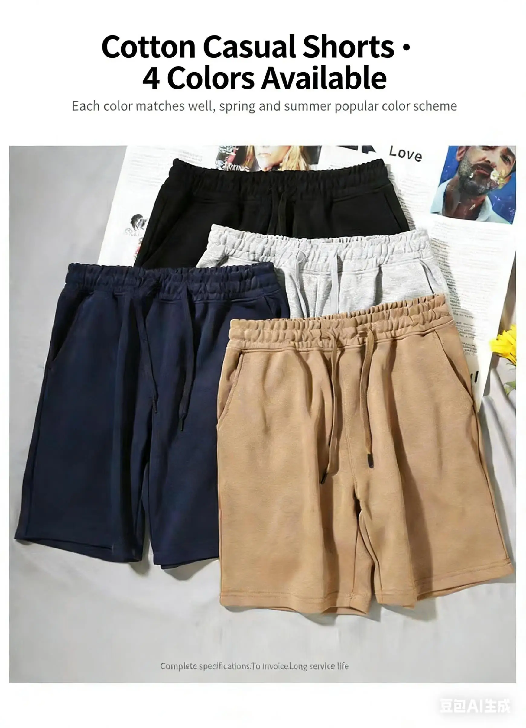 100% Cotton Simple High Street Shorts Men's and Women's Same Summer Loose Five-point Pants White Gray Sports Couple Pants