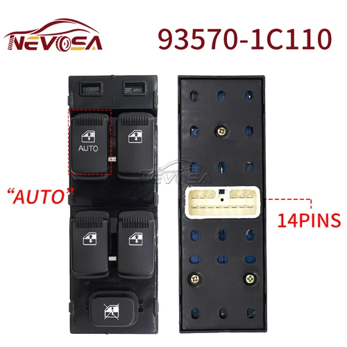 Imagen 2 del producto NEVOSA para Hyundai Getz Matrix 2003-2011 para Kia Carens 2002-2005 interruptor de Control de ventana de coche botón de cristal 93570-1C110 93580-2E000