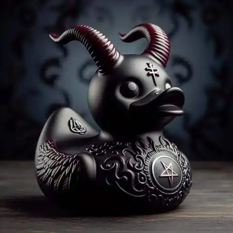 Nuova statua di anatra scultura gotica figurine di animali punk decorazione da scrivania in resina figurine da collezione ornamenti da tavolo di anatra satanica