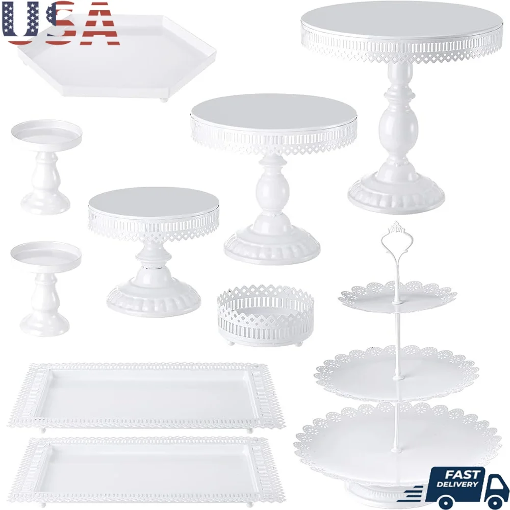 

10 Set Metal Cake Stands Cupcake Stand Variety Dessert Display Tray Serving Tray Decorative Fruit Holder Ideal Parties Weddings