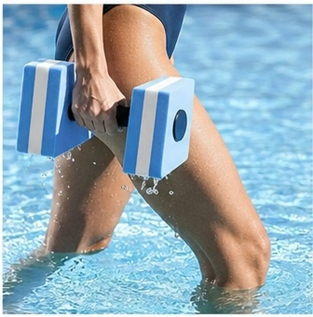 Ergonomic Floating Dumbbell Water Aerobics Exercise Pool Fitness Weights for Muscle Strength Balance Coordination Training