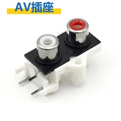 100pcs RCA socket series AV2 hole same core socket 3-pin soldered audio and video lotus stand black and white