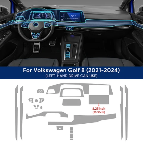 Прозрачная пленка из ТПУ для VW Volkswagen Golf 8, наклейки для салона автомобиля, экран центральной консоли, приборная панель, панель шестерни, двери, окна