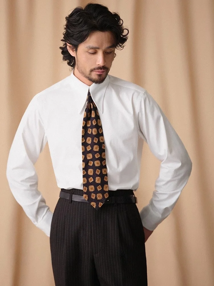 

Cultum Men's Slim Fit Long Sleeve White Shirt Bamboo Fiber Light Breathable Business Style Fashionable Casual Wear All Seasons