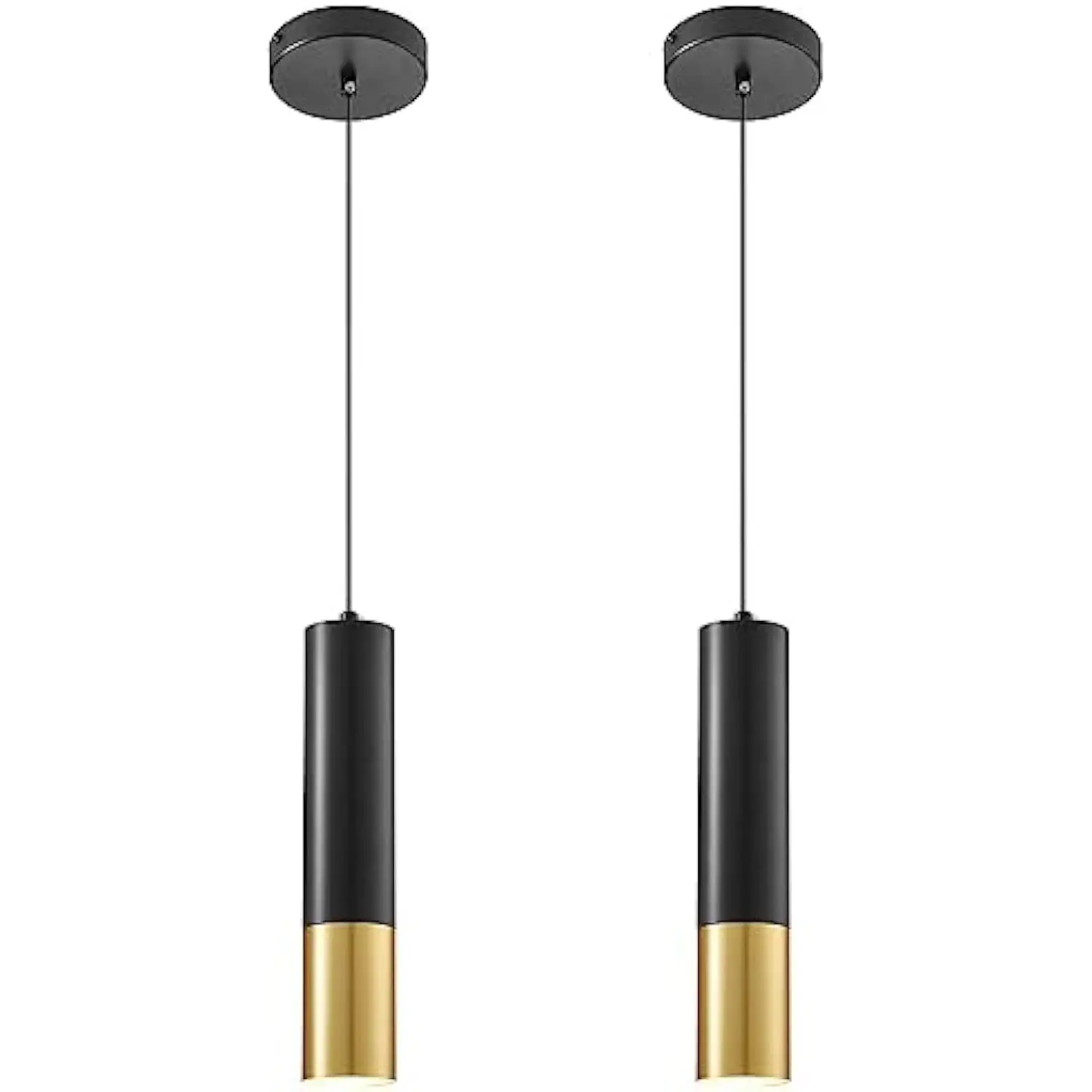 

Modern Pendant Light Fixtures for Kitchen Island,2 Pack Black and Gold Pendant Light with Led Bulb, Minimalist Ceiling Hanging L