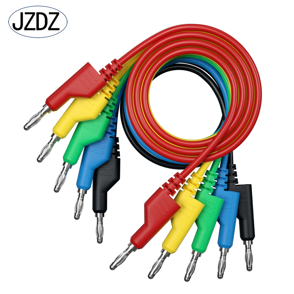 JZDZ 5 sztuk 4mm wtyczka bananowa do wtyczki bananowej multimetr przewody pomiarowe kabel przewód liniowy 100cm elektryczne narzędzia testowe 70054Z