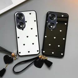 Small Love Heart Hard Glass Phone Case For Huawei Honor 50 60 70 80 90 pro plus x7a x8a x9a Magic 4 5 pro lite Cover Give Strap