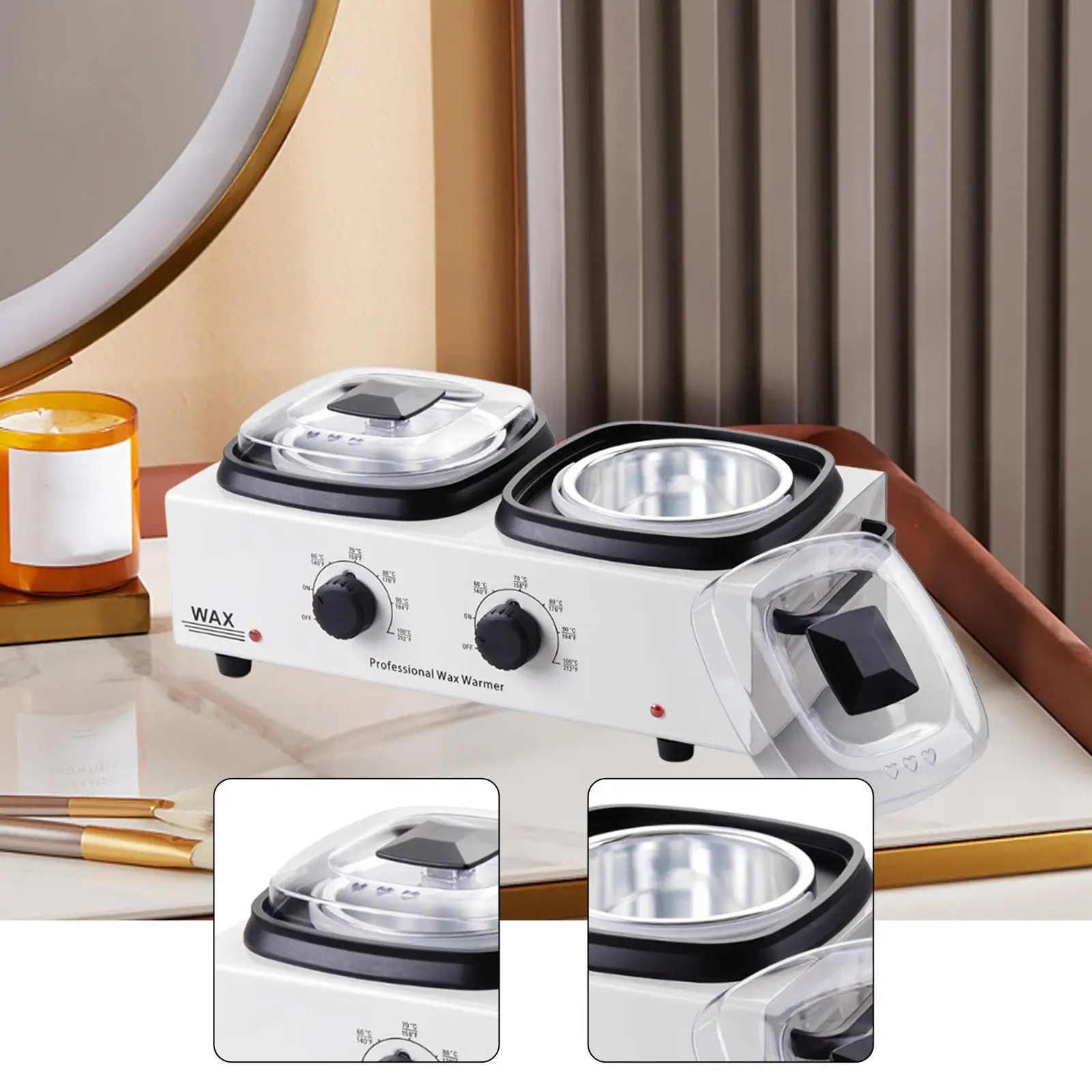 Dual Wax Heater Machine with Adjustable Thermostat Wax Melter for Hand Foot Facial Hair Removal view 4