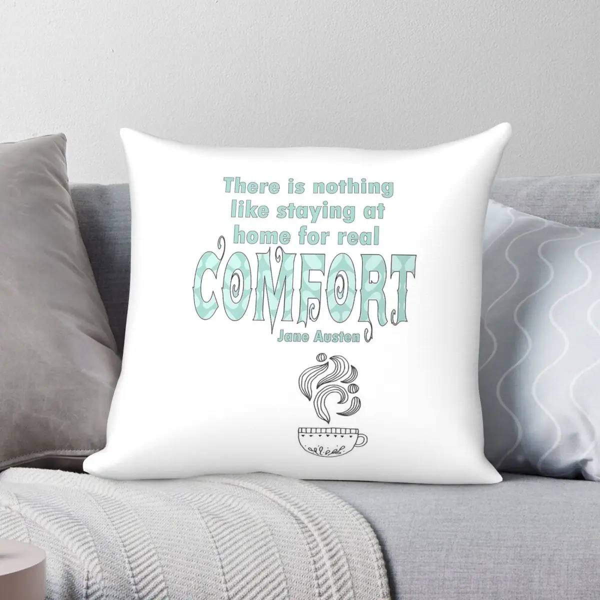 Staying At Home For Real Comfort Square Pillowcase Polyester Linen Velvet Pattern Decor Throw Pillow Home Cushion Cover 45x45