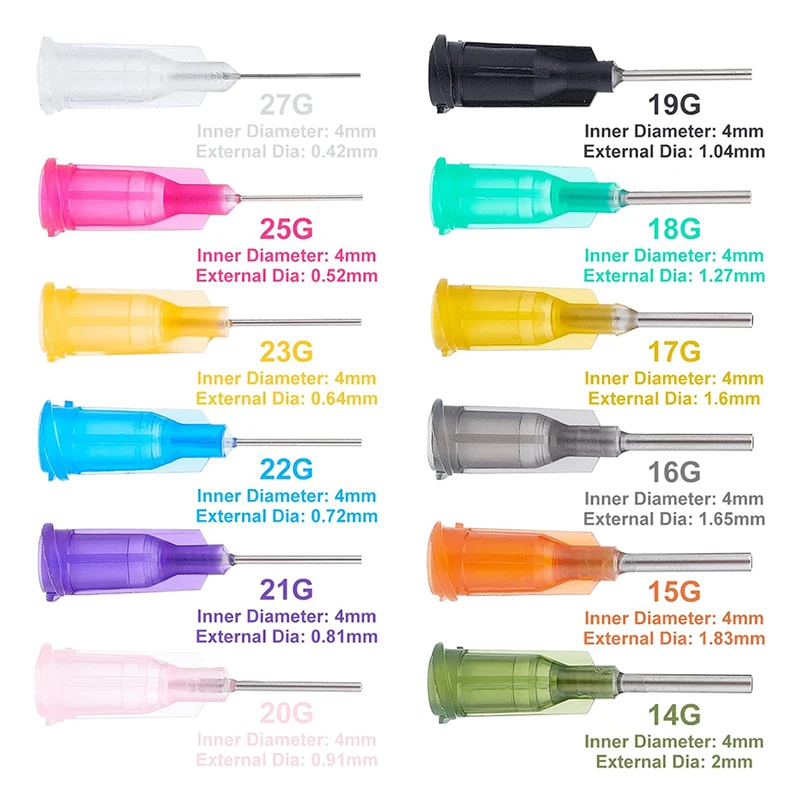 100 Pieces Industrial Blunt Tip 1/2 Inch with Luer Connector Dispensing Needles Adhesive Glue Dispensing Blunt Tip