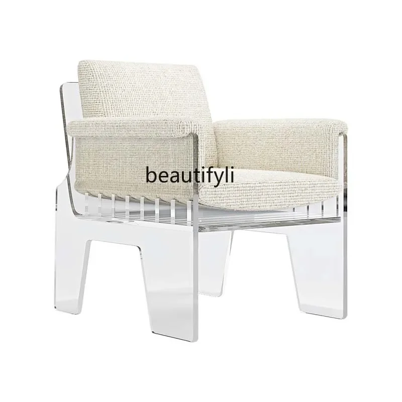 

S Nordic Single Sofa Bedroom Acrylic Designer Leisure Chair Model Room Hotel Reception Chair Armchair living room furniture