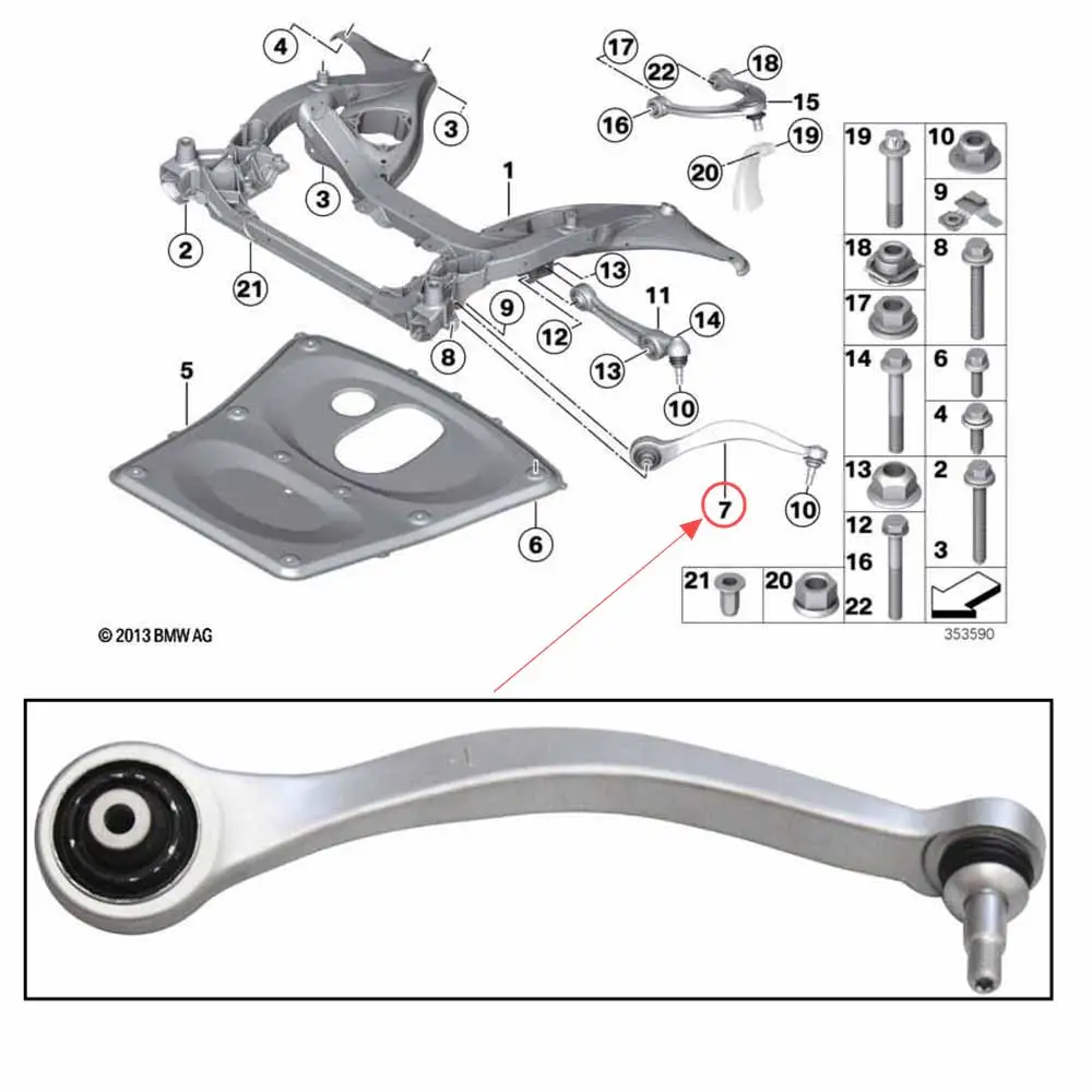 Airsusfat 1x Front Lower Tension Strut Control Arm For BMW M5 M6 F10, OE 31122284975 31122284976 Suspension & Steering Auto Part