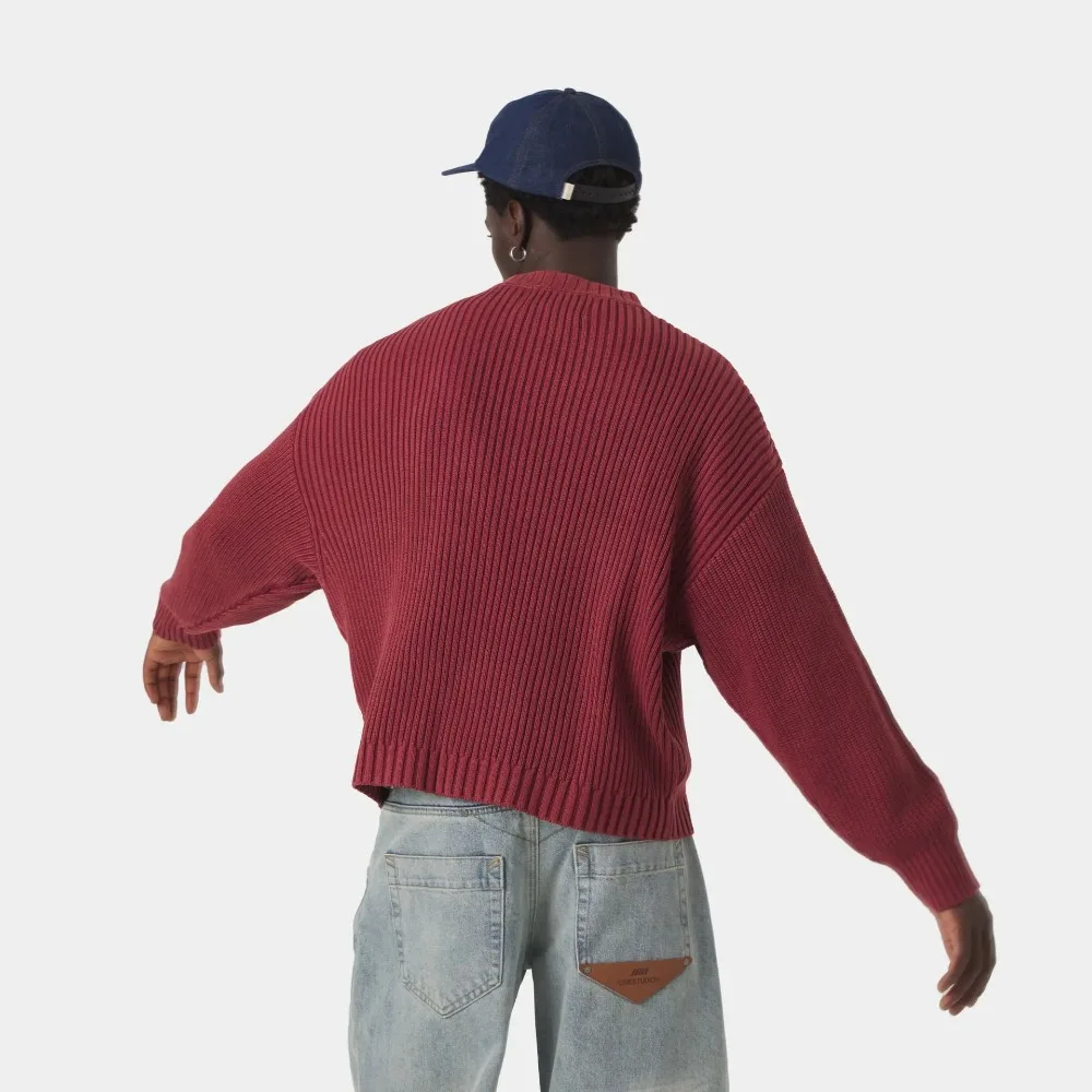 Lazy Style Sticky O-neck Knitted Sweater Autumn and Winter Women's Simple Letter Embroidery Loose Daily Campus Couple Sweater