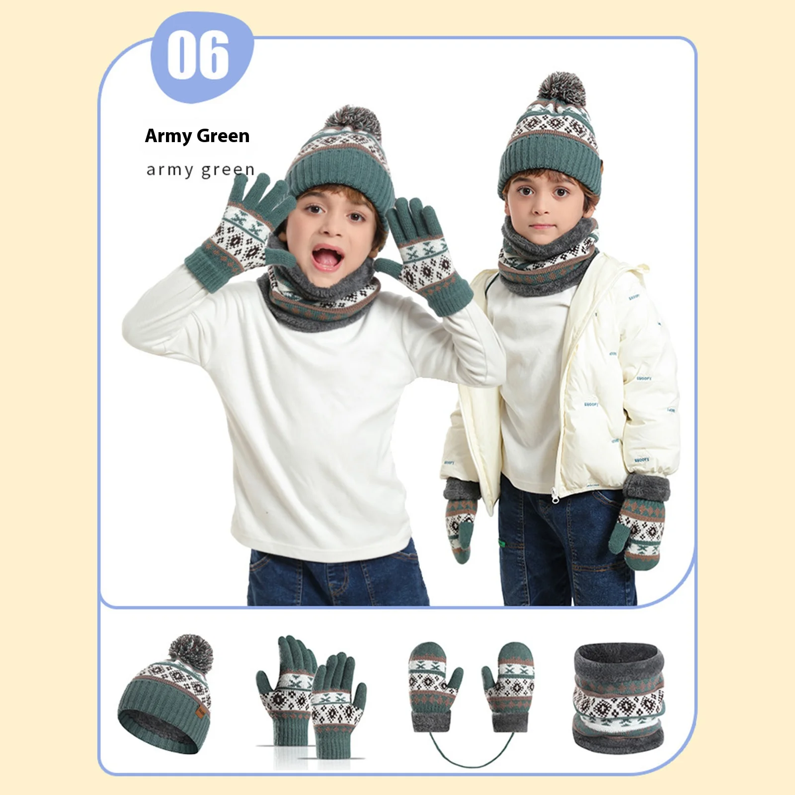 Blotona Kids قبعة متماسكة القفاز ووشاح مجموعة لا خدش قبعة الرقبة الجراب الشتاء الملابس الدافئة اكسسوارات للطفل بنين بنات