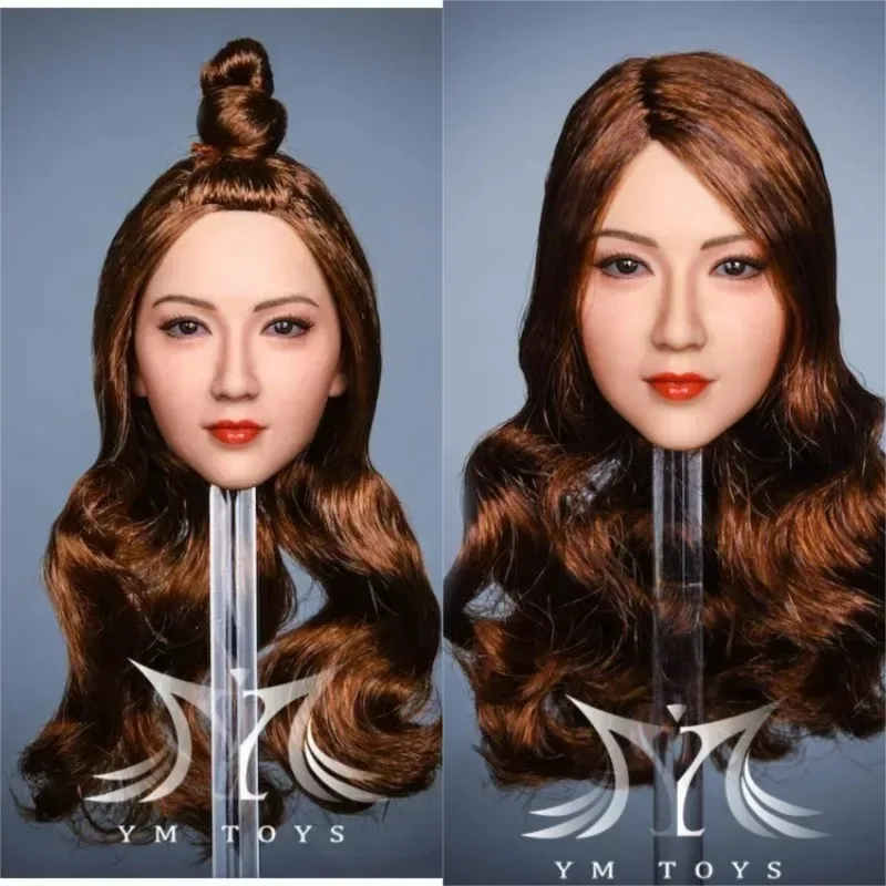 

YMTOYS 1/6 YMT042 Scale Female Soldier Head Carving Long Brown Curly Hair Model for 12 Inch Wheat Skin Color TBL PH