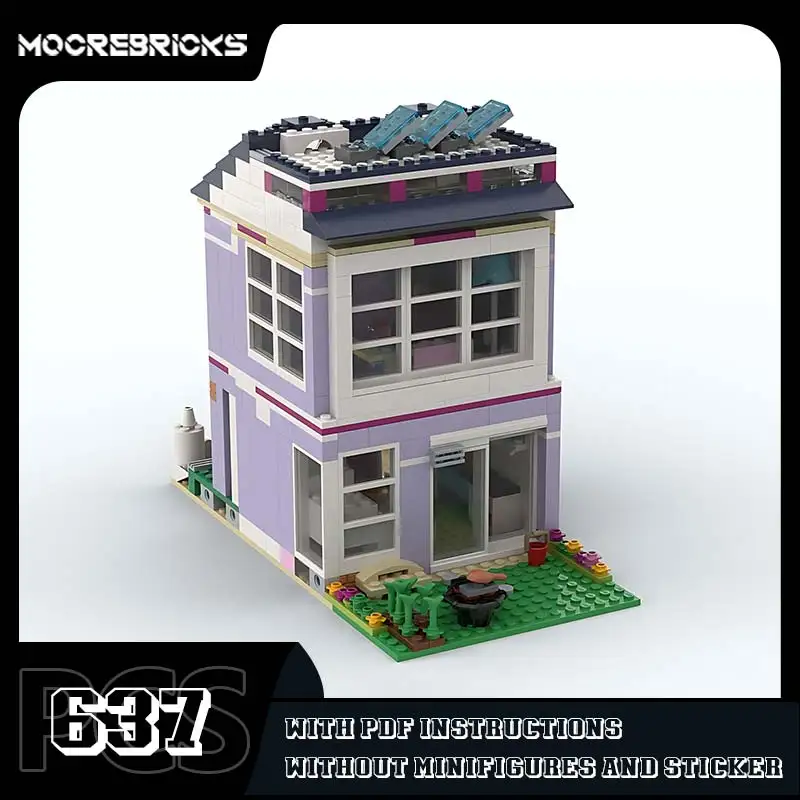 High-tech Bricks Modular House Building Block Bricks DIY Purple Architecture Model Desktop Display Toy Children's Christmas Gift