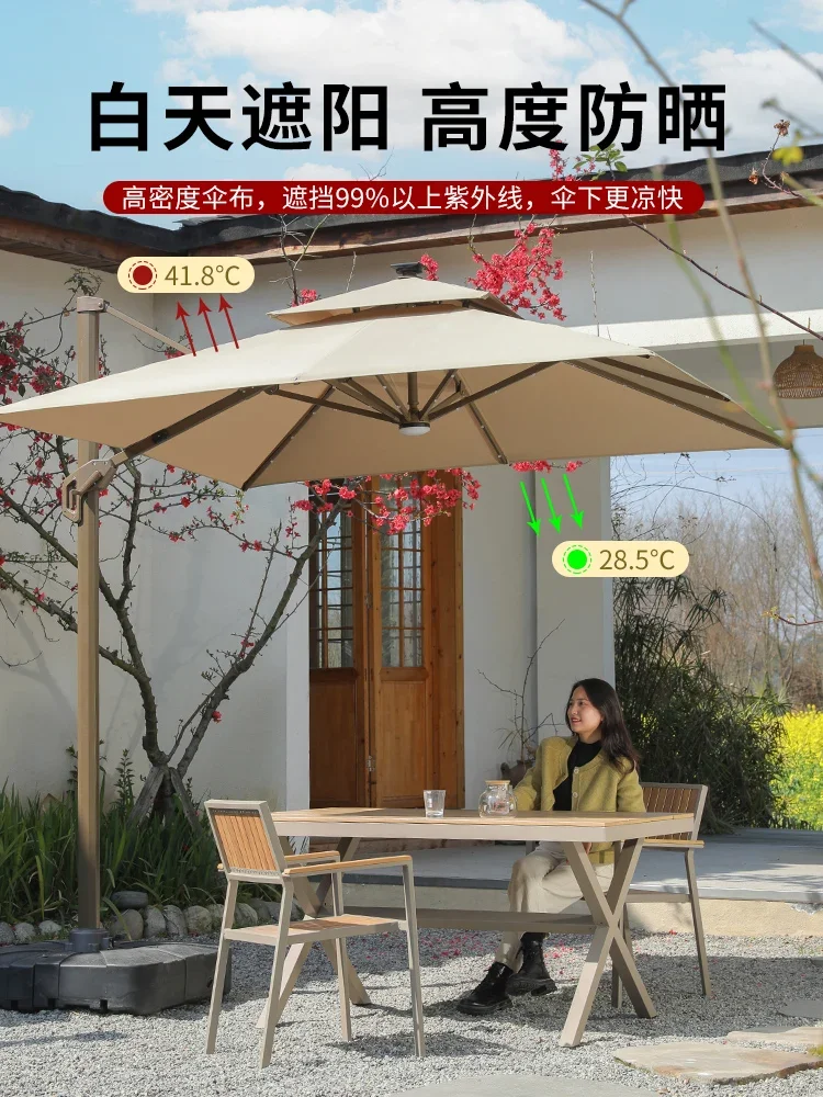 Outdoor Parasol Garden Solar Light Parasol Outdoor Villa Garden Outdoor Roman Umbrella