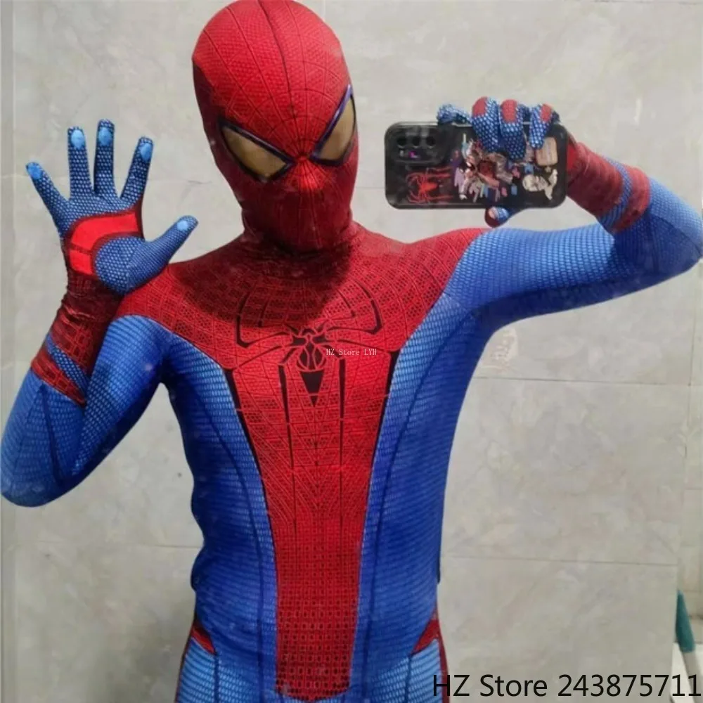 

TAMS 1 Jumpsuit Customized Amazing Spiderman 1 Bodysuit with Mask Spiderman Cosplay Costume Wearable Movie Props