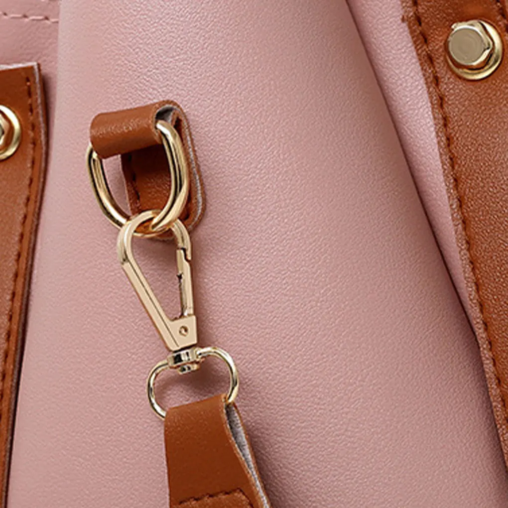 حقيبة جلدية مع طرق خلفية متعددة الاستخدامات وحقائب كتف عملية باللون الوردي